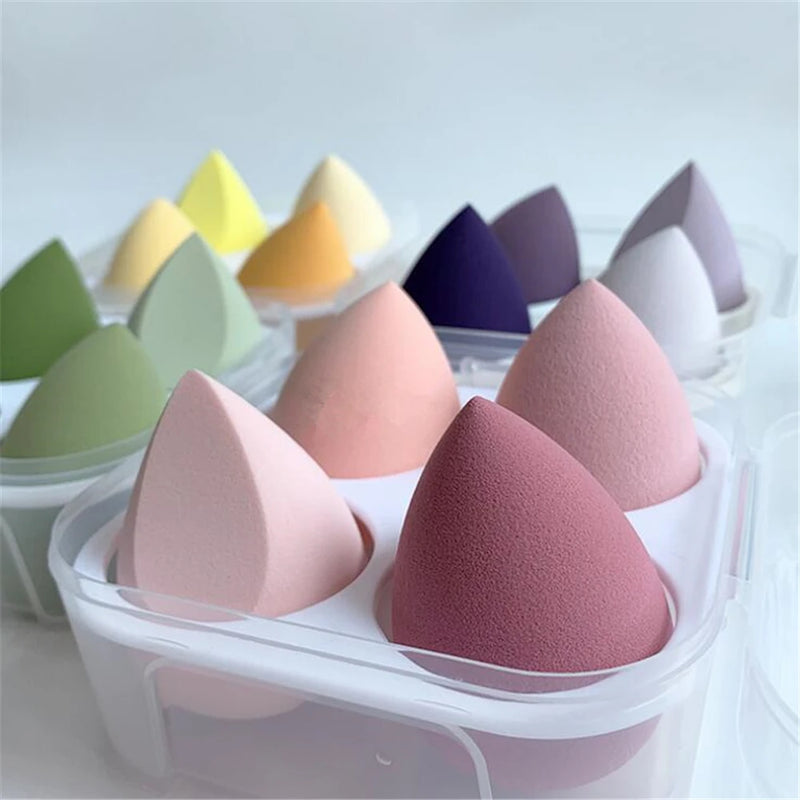 Esponjas de Maquiagem 4 Peças – Beauty Blender Hidrofílica sem Látex para Base e Pó