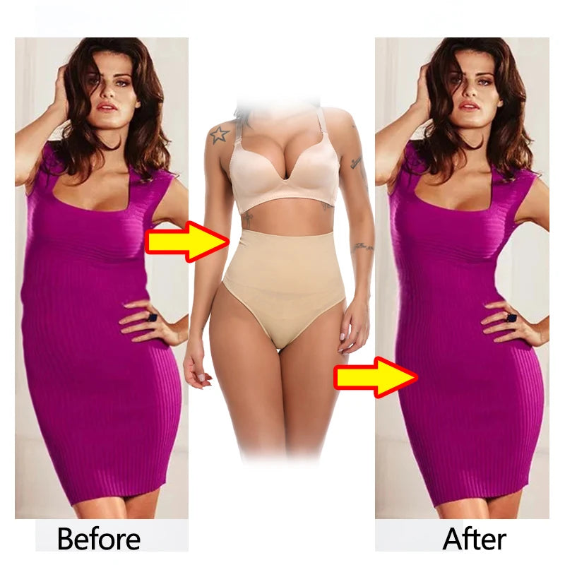 Shapewear Sem Costura para Mulheres – Modelador de Cintura Alta, Controle de Barriga e Calcinha Espartilho