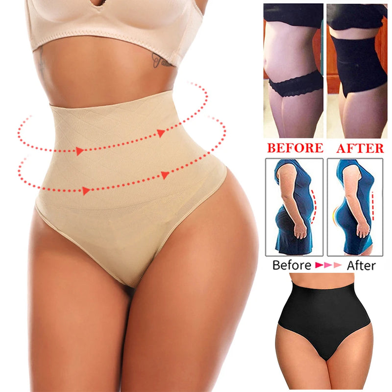 Shapewear Sem Costura para Mulheres – Modelador de Cintura Alta, Controle de Barriga e Calcinha Espartilho