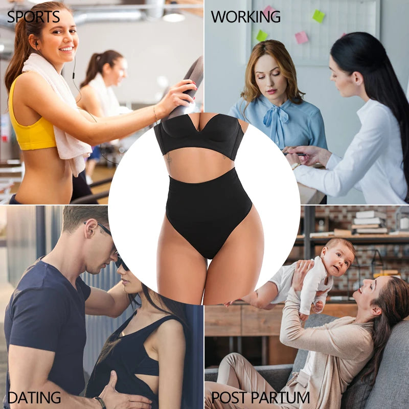 Shapewear Sem Costura para Mulheres – Modelador de Cintura Alta, Controle de Barriga e Calcinha Espartilho