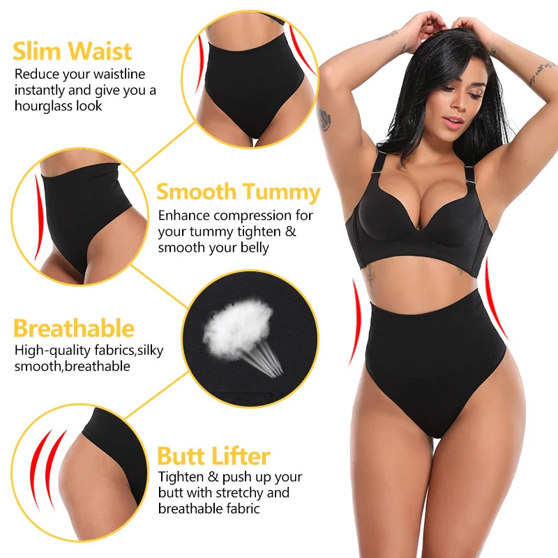 Shapewear Sem Costura para Mulheres – Modelador de Cintura Alta, Controle de Barriga e Calcinha Espartilho