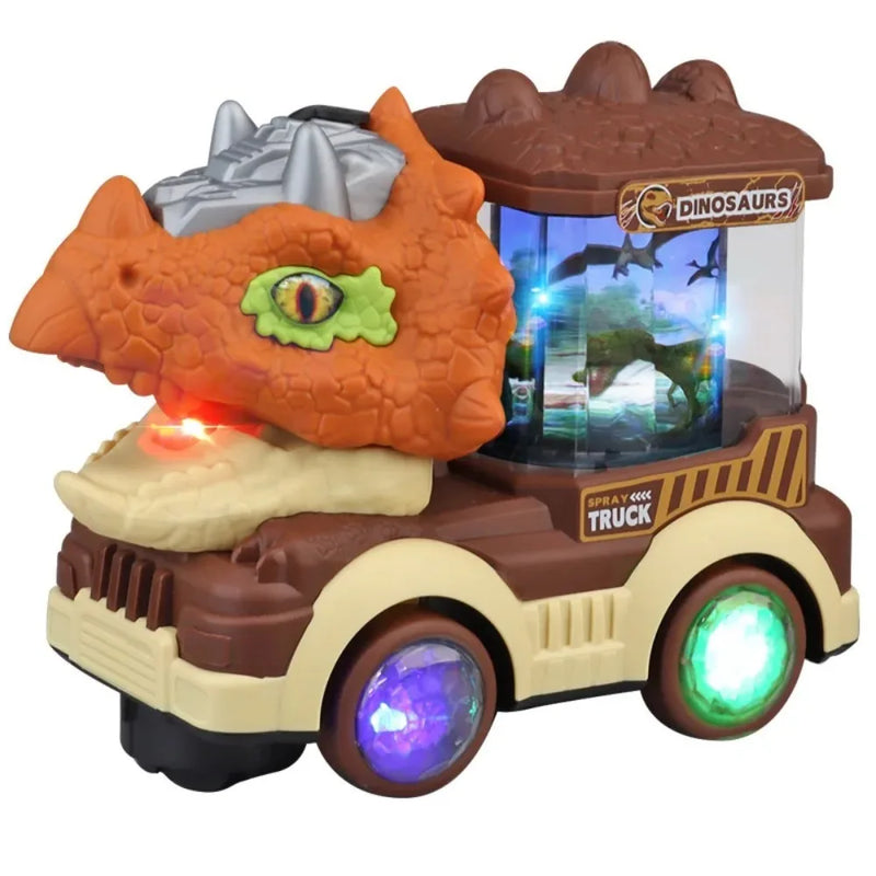 Brinquedo Dinossauro Elétrico com Luzes, Música e Efeitos de Spray - Triceratops e Tiranossauro Rex