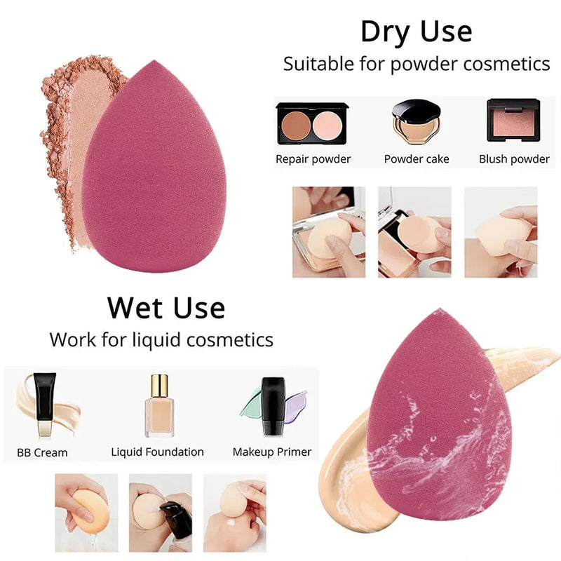 Esponjas de Maquiagem 4 Peças – Beauty Blender Hidrofílica sem Látex para Base e Pó