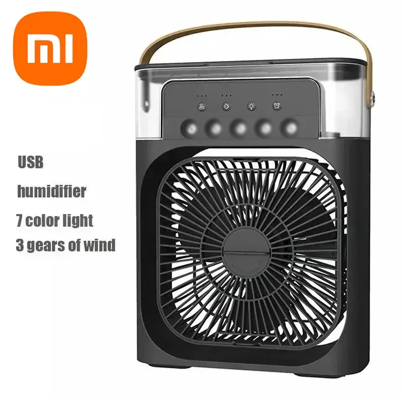 Umidificador de Ar Xiaomi 3 em 1 – Ventilador Portátil USB com LED e Resfriador de Ar