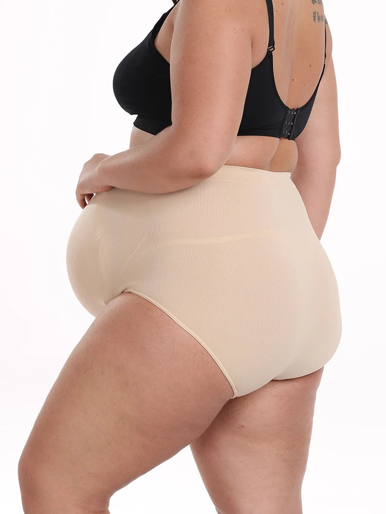 Calcinha de Apoio para Barriga – Shapewear Maternidade Sem Costura, Alta Cintura, Tamanhos Grandes