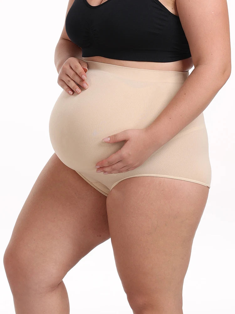 Calcinha de Apoio para Barriga – Shapewear Maternidade Sem Costura, Alta Cintura, Tamanhos Grandes