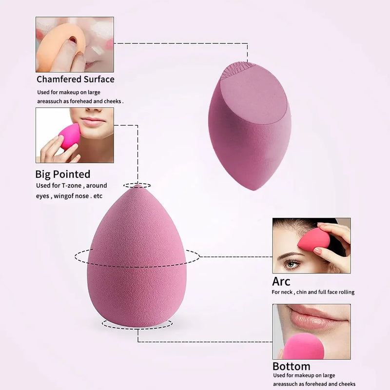 Esponjas de Maquiagem 4 Peças – Beauty Blender Hidrofílica sem Látex para Base e Pó