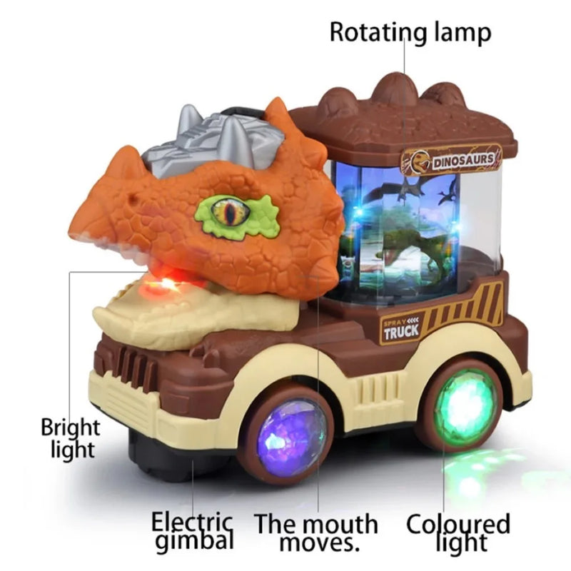 Brinquedo Dinossauro Elétrico com Luzes, Música e Efeitos de Spray - Triceratops e Tiranossauro Rex