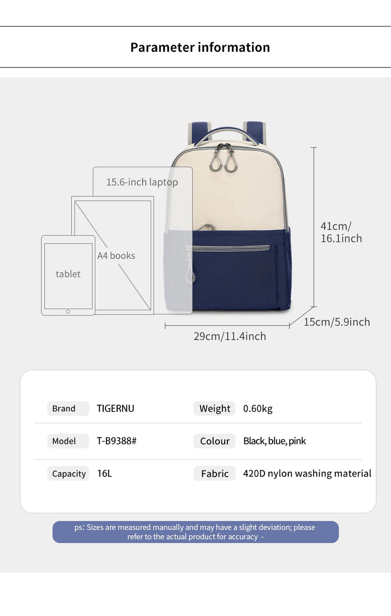 Mochila Feminina – Para Laptop de 14-15.6 polegadas, Escolar e de Viagem