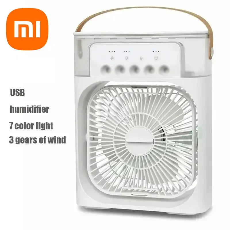 Umidificador de Ar Xiaomi 3 em 1 – Ventilador Portátil USB com LED e Resfriador de Ar