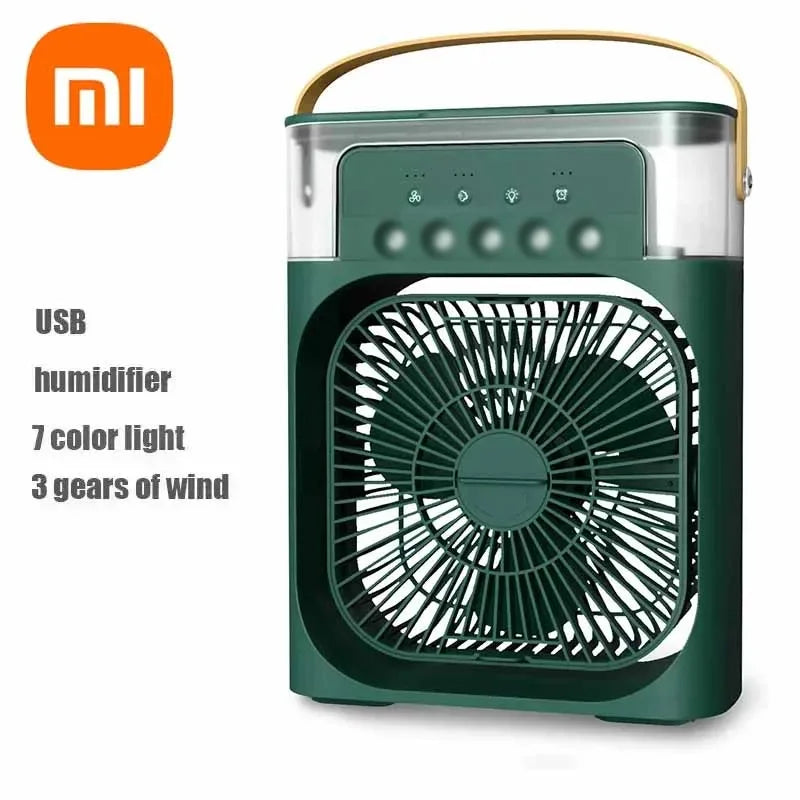 Umidificador de Ar Xiaomi 3 em 1 – Ventilador Portátil USB com LED e Resfriador de Ar