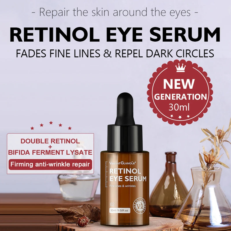 Sérum para Olhos com Retinol 30ML – Anti-Rugas, Remove Olheiras e Inchaço, Reduz Linhas Finas e Hidrata