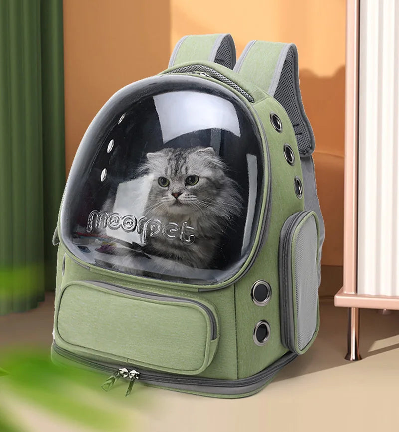 Mochila Transparente para Transporte de Gatos e Pequenos Cães – Respirável e para Viagens