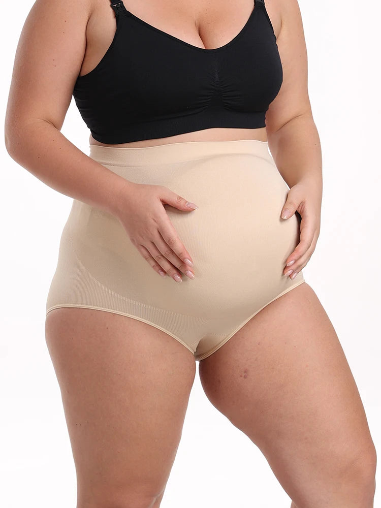 Calcinha de Apoio para Barriga – Shapewear Maternidade Sem Costura, Alta Cintura, Tamanhos Grandes