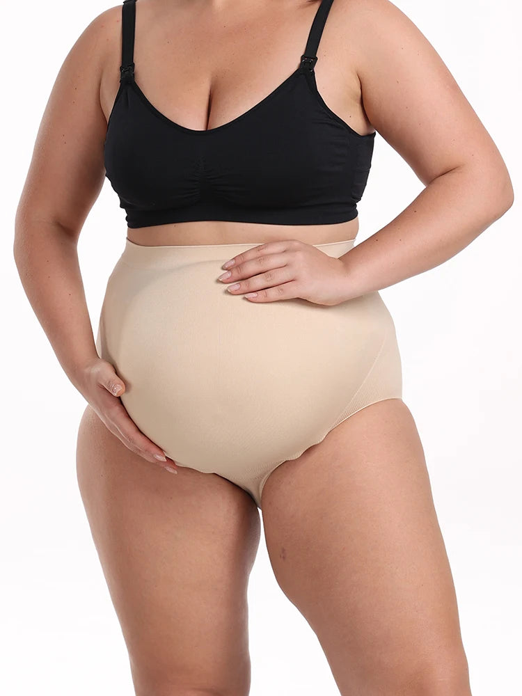 Calcinha de Apoio para Barriga – Shapewear Maternidade Sem Costura, Alta Cintura, Tamanhos Grandes