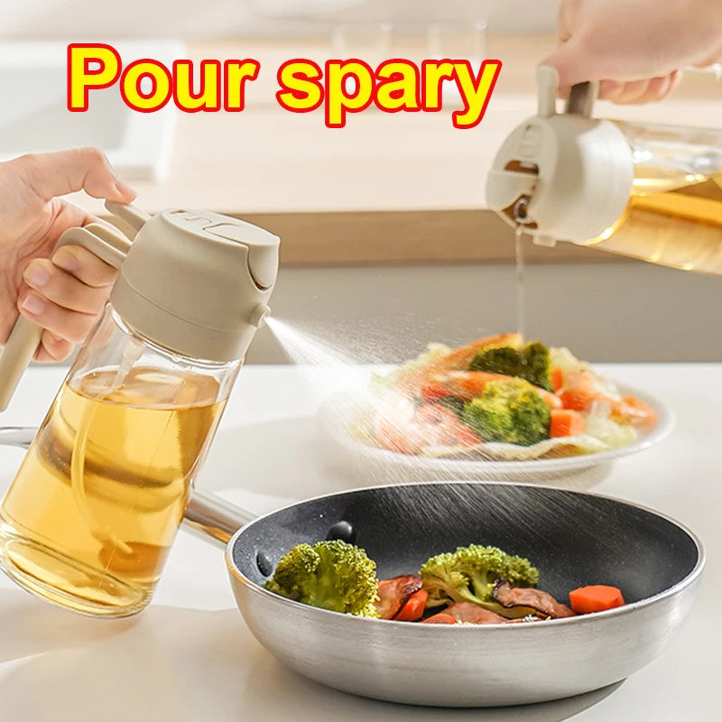 Garrafa de Spray de Óleo 2 em 1 – Recarregável e Multifuncional para Cozinha