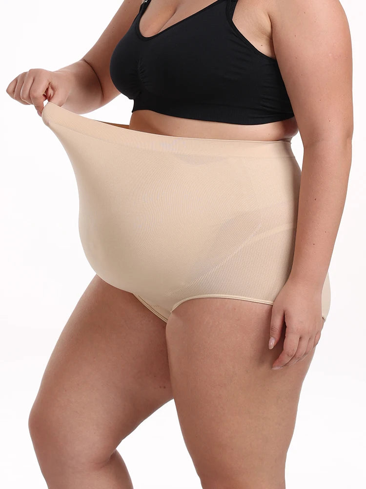 Calcinha de Apoio para Barriga – Shapewear Maternidade Sem Costura, Alta Cintura, Tamanhos Grandes