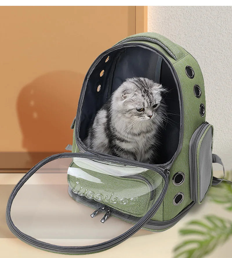 Mochila Transparente para Transporte de Gatos e Pequenos Cães – Respirável e para Viagens